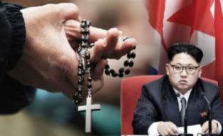 North Korean choose between the cross and Kim Jong un smaller