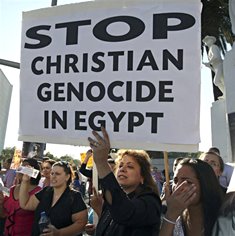 coptic christians protest against violence smaller