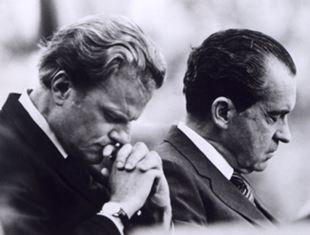 Billy Graham praying with Richard Nixon smaller