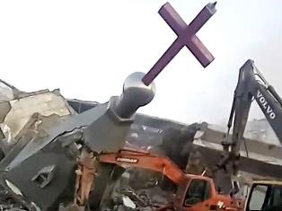 Chinese church being demolished smaller