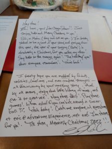 Letter to kidney recipient from donor Eric Sprinkle.
